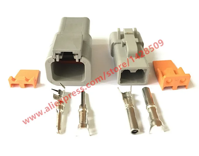 1 Set Deutsch DTP Gray 2 Pin Male Female Waterproof Electrical Auto Connector DTP06-2S DTP04-2P