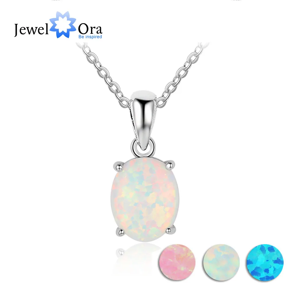 Women Milky Opal Pendants & Necklaces With Silver Color Jewelry Wedding Gifts High Quality (JewelOra NE101901)