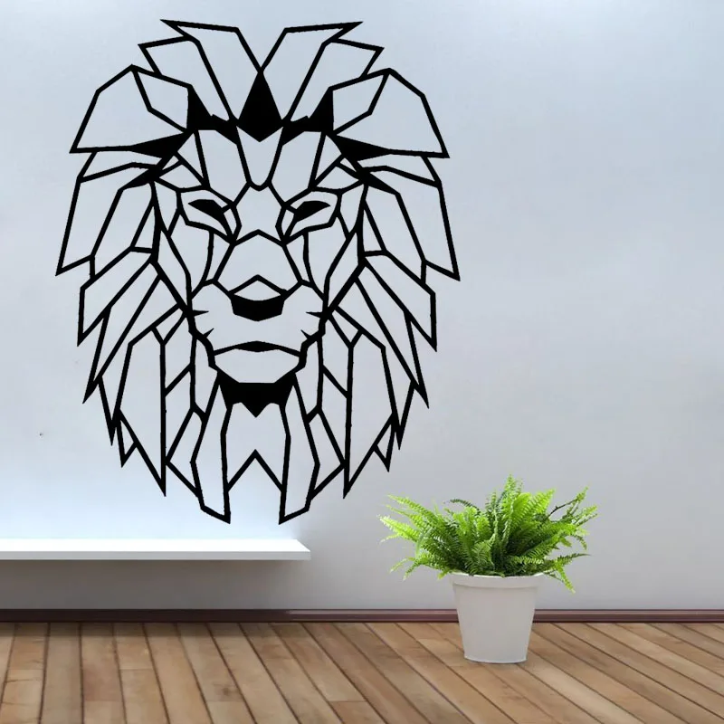 Geometric Objects Animal Wall Stickers Home Decor Living Room Lion Head Art Decal Mural Child Room vinilos paredes Paper S050