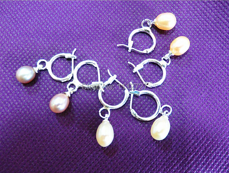 

Charming Rice shaped Q Hoop multicolor Freshwater Shell Pearl Drop Earrings Beads Girl jewelry Natural Stone 7MM Wholesale Price