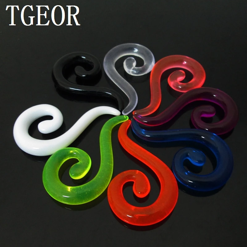 Body jewelry 1 Pair mixed 6 gauges colors question mark spiral ear expander UV acrylic ear taper NEW ARRIVAL