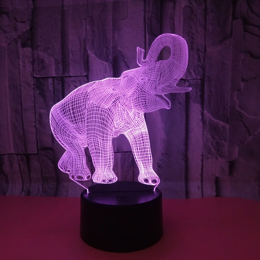 

New Elephant 3d Night Light Colorful Touch Led Lamp Usb Power Supply Gifts Led Night Light Luminaria De Mesa 3d Light Fixtures