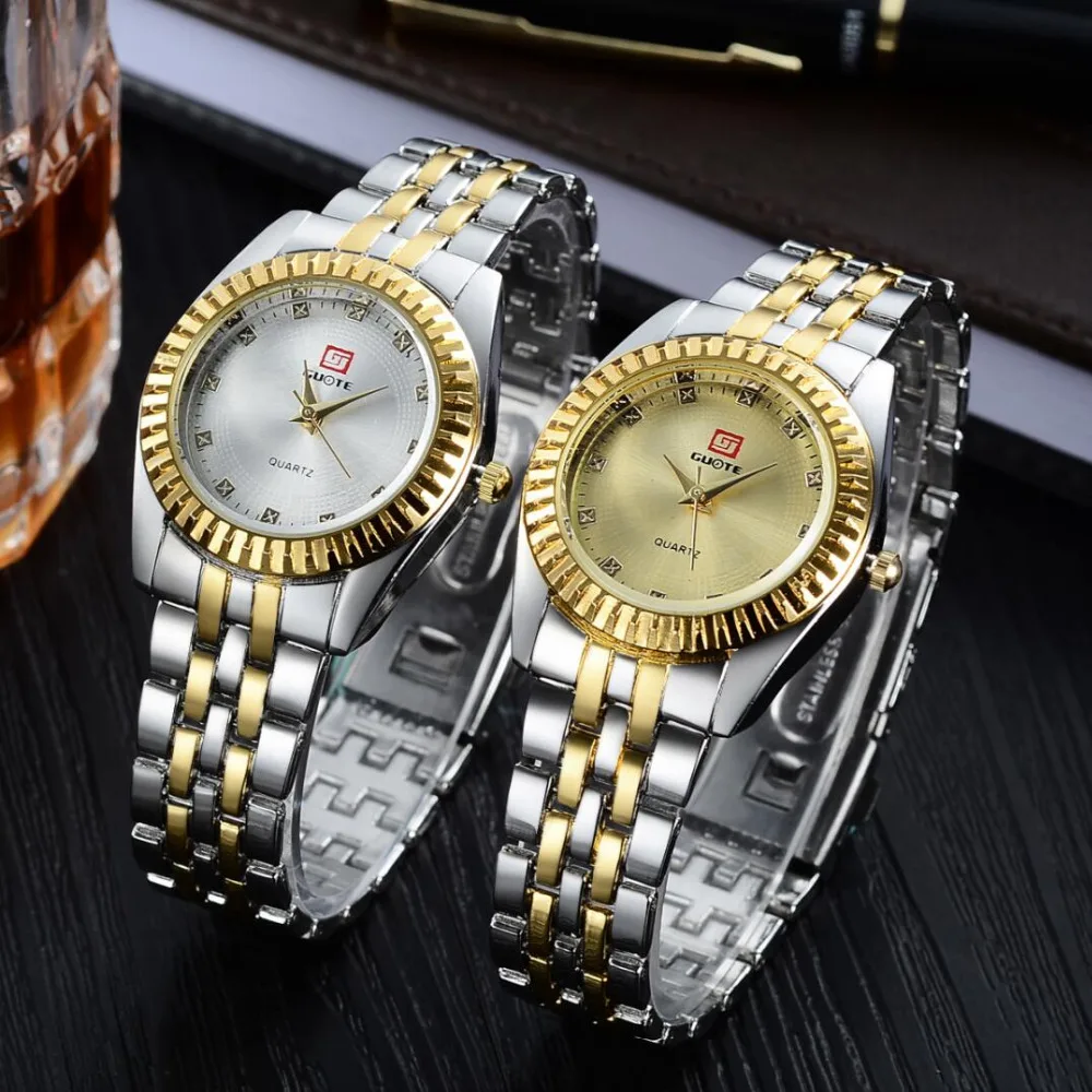 2023 New GUOTE Luxury Brand Gold and Silver Elegant Casual Quartz Watch Women Stainless Steel Dress Watches Relogio Feminino Hot