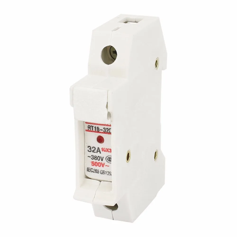2 Buah RT18-32X Tiang Tunggal 10X38Mm AC 500V/380V 32A DIN Rail Mount Fuse Holder Base