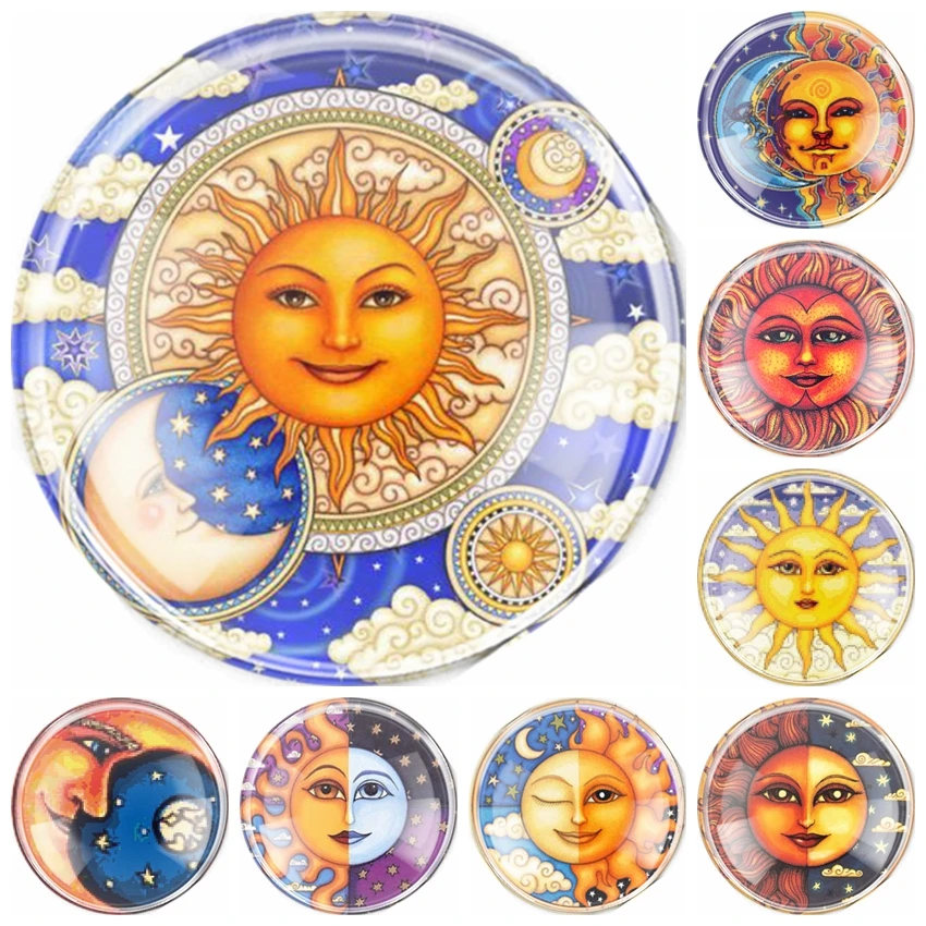 New Handmade 6 Size Glass Mixed Egypt Moon god Sun god Flatback Camo Cabochon Domed DIY Jewelry Charm Photo Pendant Setting