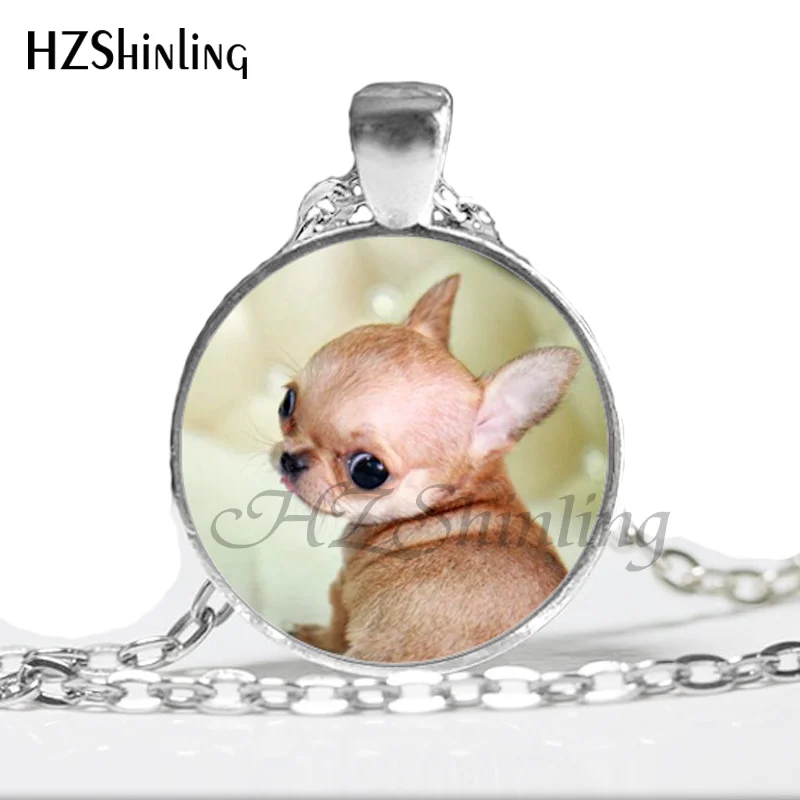 NS--721 New Fashion Friendship Cute Chihuahua Art Picture Pendant necklace Glass Cabochon Dog Necklace HZ1