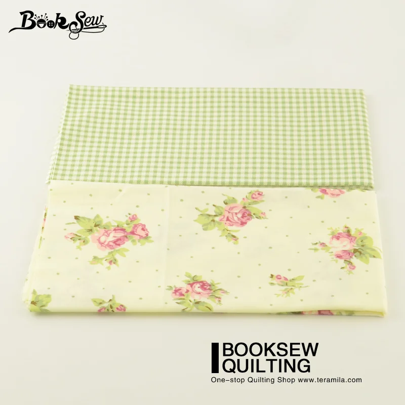 100% Cotton Quilting Twill 2 Pcs/lot Printed Flowers And Checks Designs 50cmx100cm Booksew Fabric  Patchwork Bedding Decoration