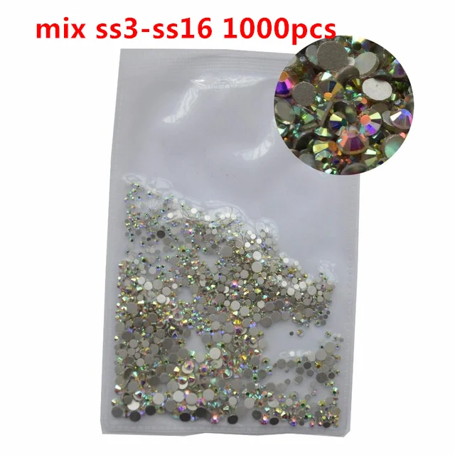 10Bags/Lot~!! Crystal Clear AB Flat Back Nail Art Non Hotfix Rhinestones.SS3 SS4  SS6 SS8 SS10 SS12 SS16 SS20 SS30 SS34 SS40