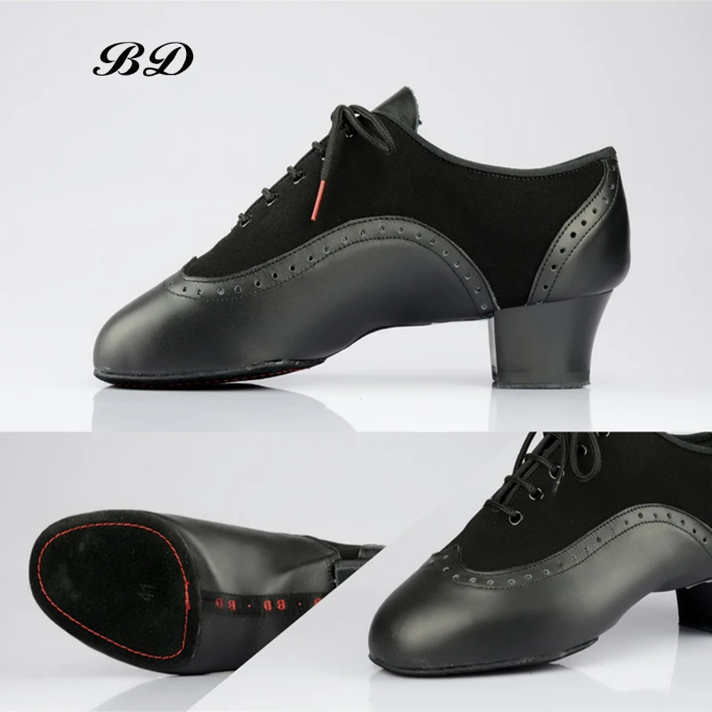 BD 458 DANCE SHOES Latin Shoes Ballroom MEN Shoe Modern JAZZ Profession Sweat Inside HEEL 4.5 CM Cowhide AND Oxford Cloth BOY