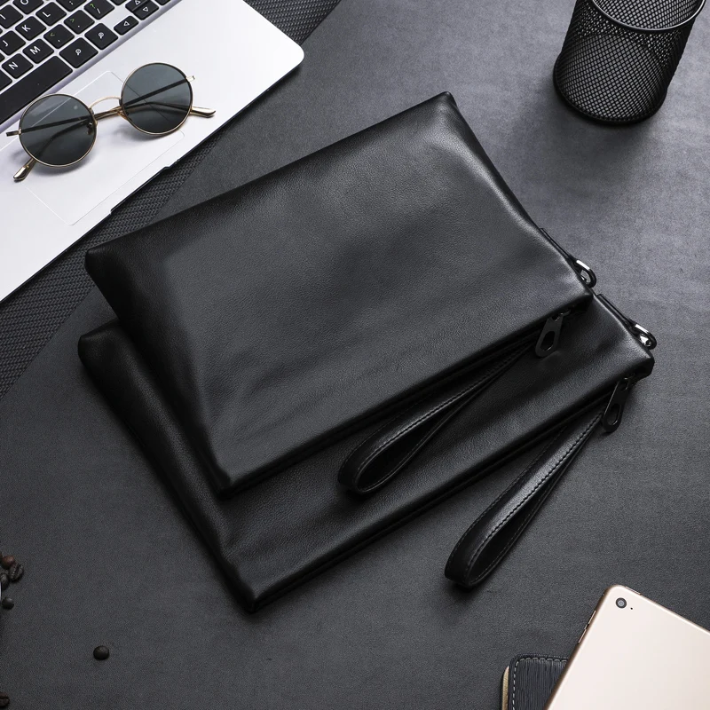 Wmnuo 2024 Clutches Bag Men Envelope Bag Handbag Genuine Leather Sheepskin Wallet Pouch For Male Clutch Business Phone Bag Male