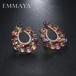 EMMAYA Brand New Multi Color Cz Stud Earring High Quality Fashion Earrings for Women Crystal Party Jewelry