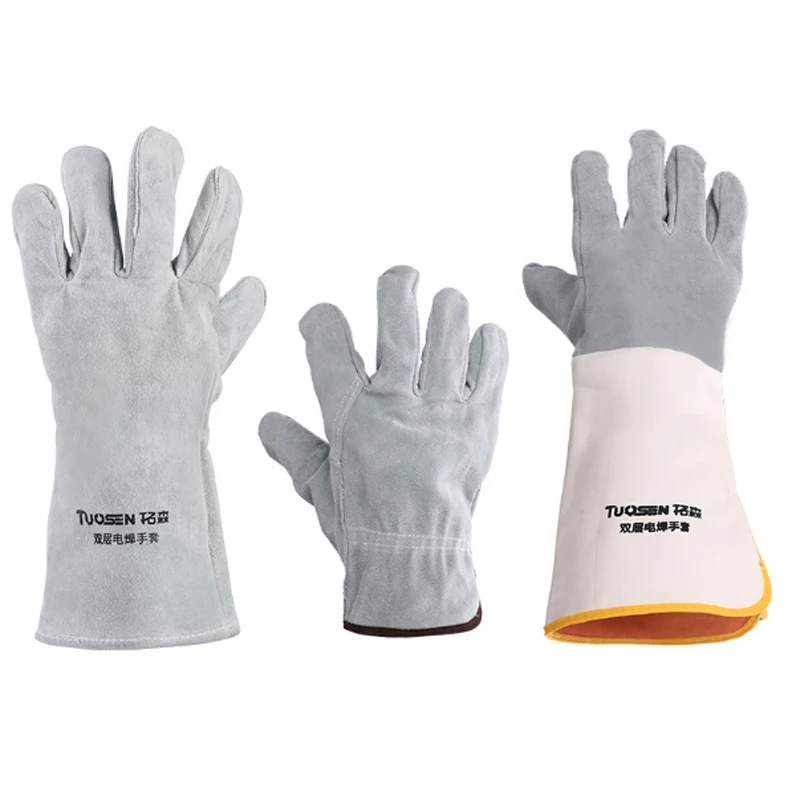 1 pair TIG Welding Gloves Soft Sensitive Gloves Single/double layer Cowhide Cuff High Quality Welding Gloves