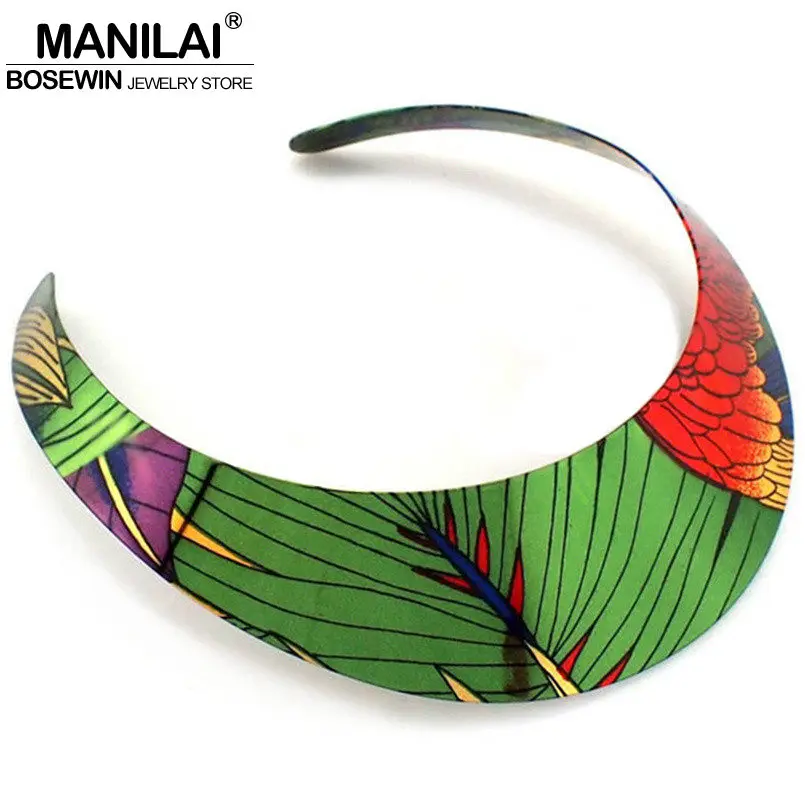 Ethnic Country Style Painting Design Torques Charm Chokers Necklaces Statement Jewelry For Women Dress Fashion Collar MANILAI