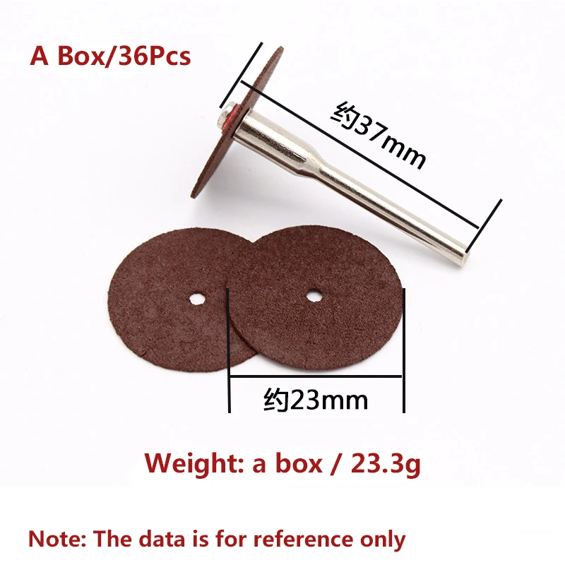 36pc 23mm Resin Cutting Wheel Disc + 1pc Rod Cutting Circular Saw Blade Electric Grinding Accessories Rotary Tool For Wood Metal