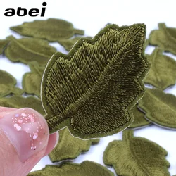 10pcs/lot Iron On Green Leaves Stickers Embroidered Patches for Garments Jeans Coats Socks Bags DIY Fabric Appliqued Sew Patch