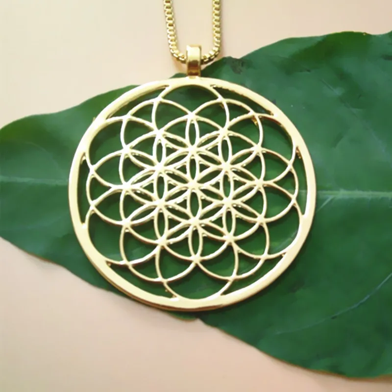 Seed Of Life Necklace  Geometric Pendant Sacred Geometry Flower of life necklaces & pendants With 60 cm box chain for women