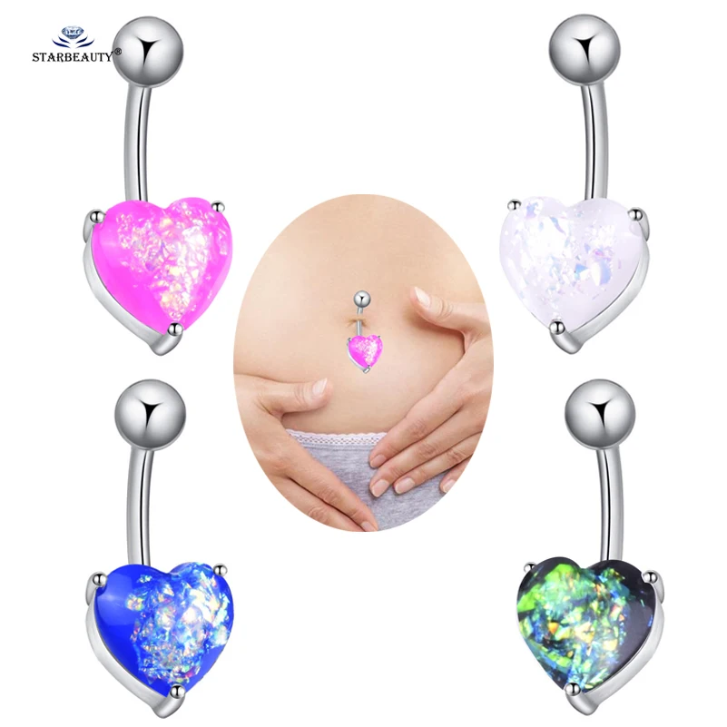 1 قطعة الأبيض مثير بيجو القلب البطن ثقب Nombril أوبال البطن زر خواتم السرة ثقب Ombligo الرقص pirting القرط مجوهرات