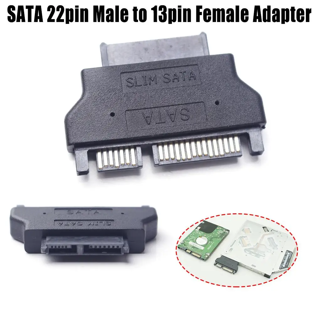 Hot Sale!AdapterATA 7+15 22pin Male To Slim 7+6 13pin Female Adapter For Desktop Laptop HDD CD-ROM Hard Disk Drive