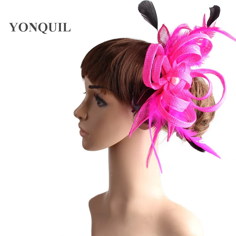 

Sinamay Hair Clip Fascinators Accessories Elegant Women Party Fancy Feather Hair Accessories Bride Mesh Headwear Headband MYQ106