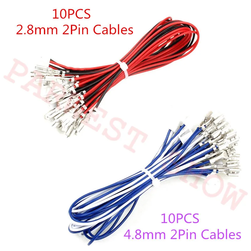 10pcs 4.8mm/2.8mm connector arcade push button Cable 2pin push button wire harness interface to USB Encoder Wire harness