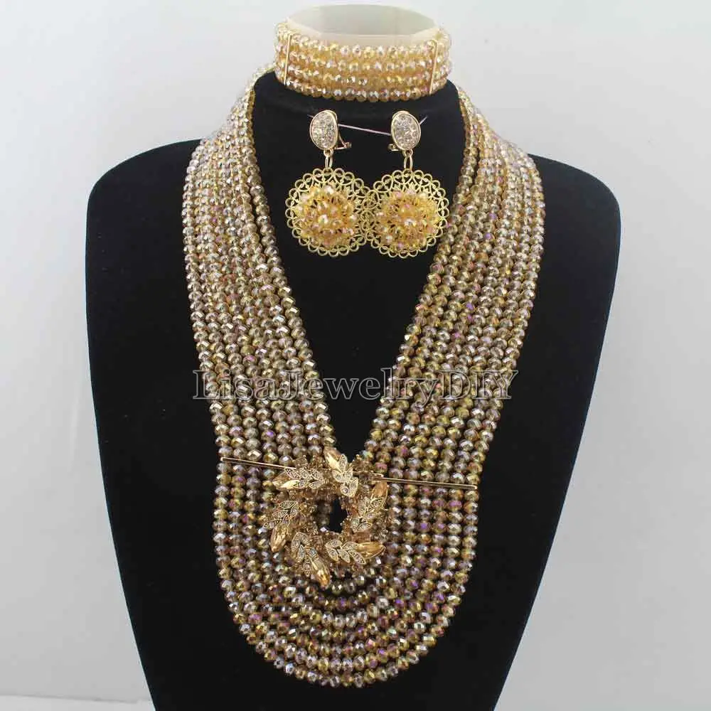 

African Jewelry Set Nigerian Beads Wedding Jewelry Set Bridal Statement Jewelry Set Free Shipping HD6748