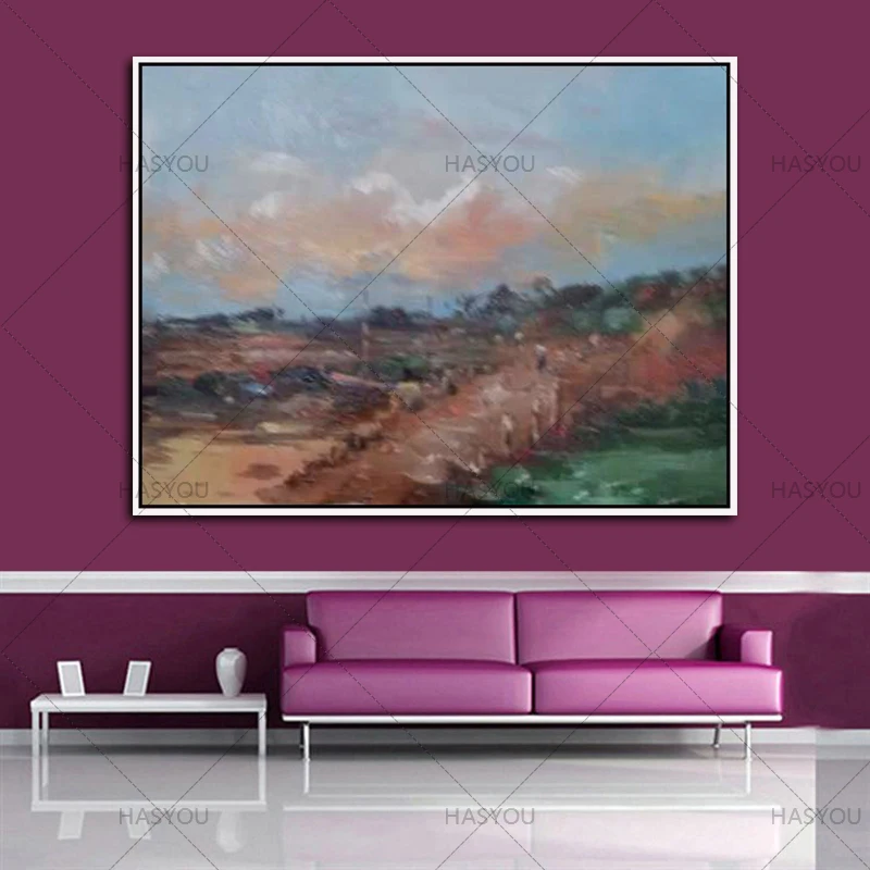 

newest canvas painting Hand Painted Scenery Landscape Oil Painting On Canvas Pastoral oil Painting for Living Room Hotel Decor