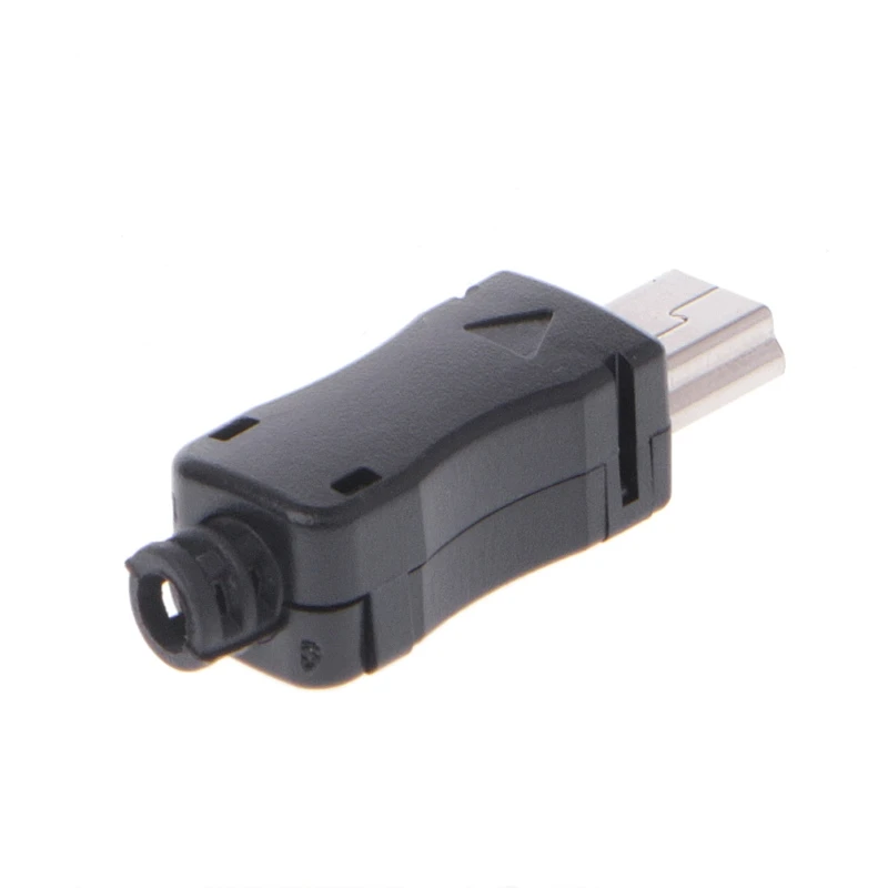 OOTDTY 10Sets DIY Mini USB 2.0 5PIN Plug Socket With Plastic Cover With Tail Connector