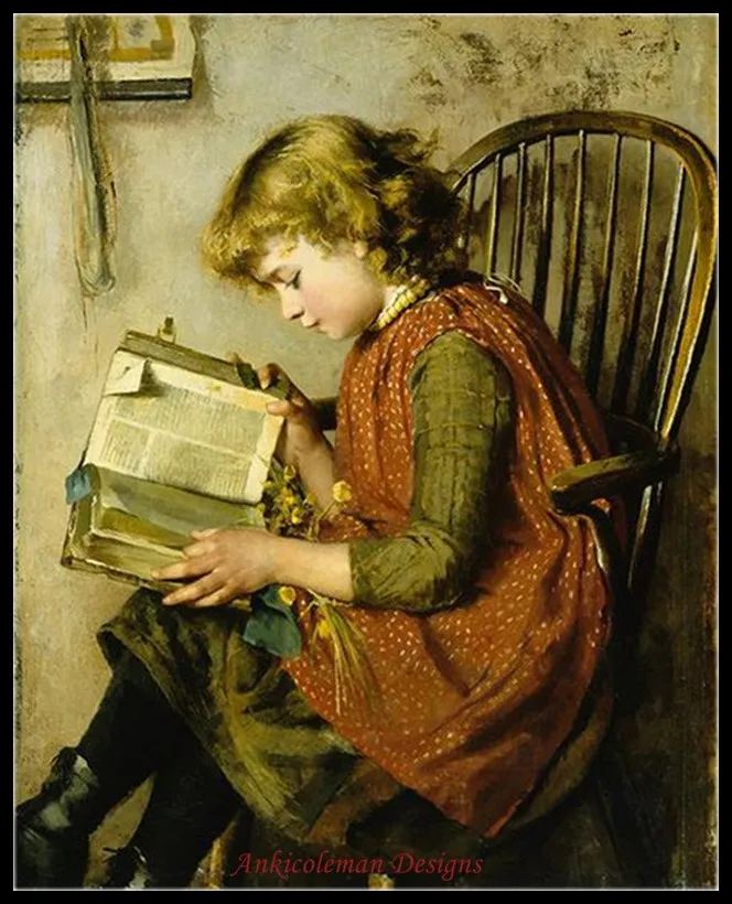 

Needlework For Embroidery Craft DIY Cotton threads DMC - Counted Cross Stitch Kits 14 ct Oil painting - A Young Girl Reading