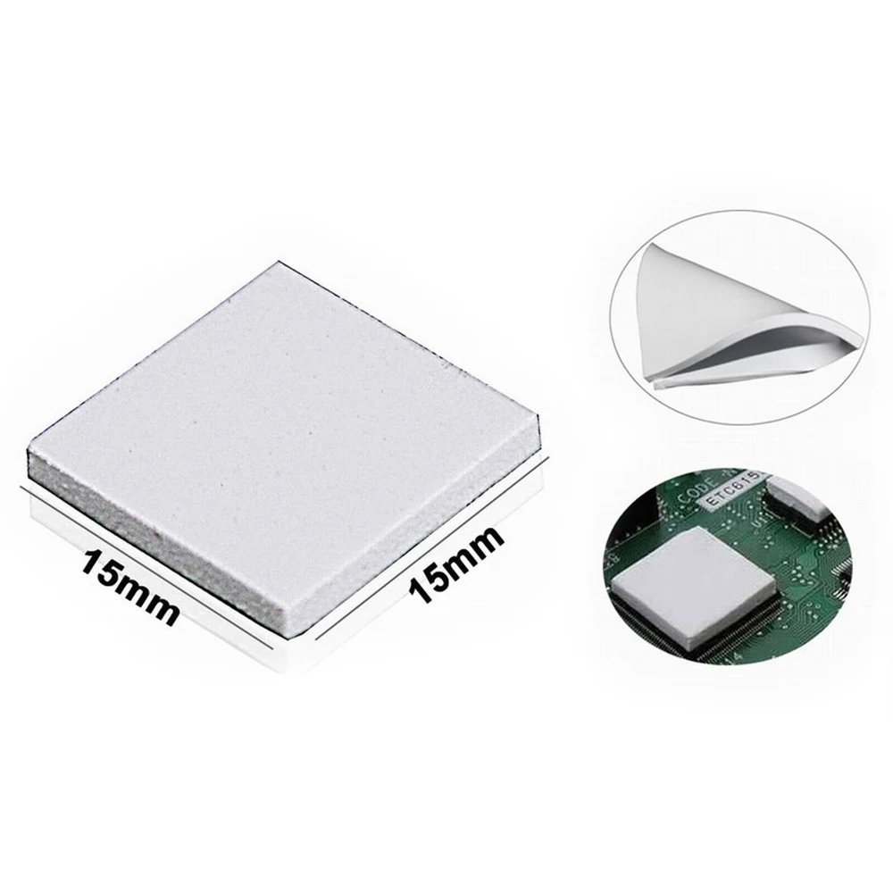 100PCS Lot 15X15x2MM 2mm Thinkness White SMD DIP IC Chip Conduction Heatsink Thermal Paste Compounds Pad Pads