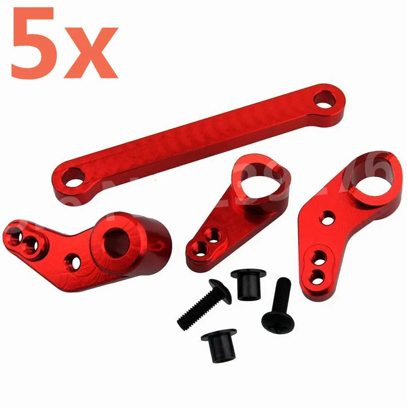 5sets RC Upgrade Parts FS Racing 532007 Aluminum Alloy Steering Servo Saver Complete For 1/10 Scale RC Car Racing Truck Truggy