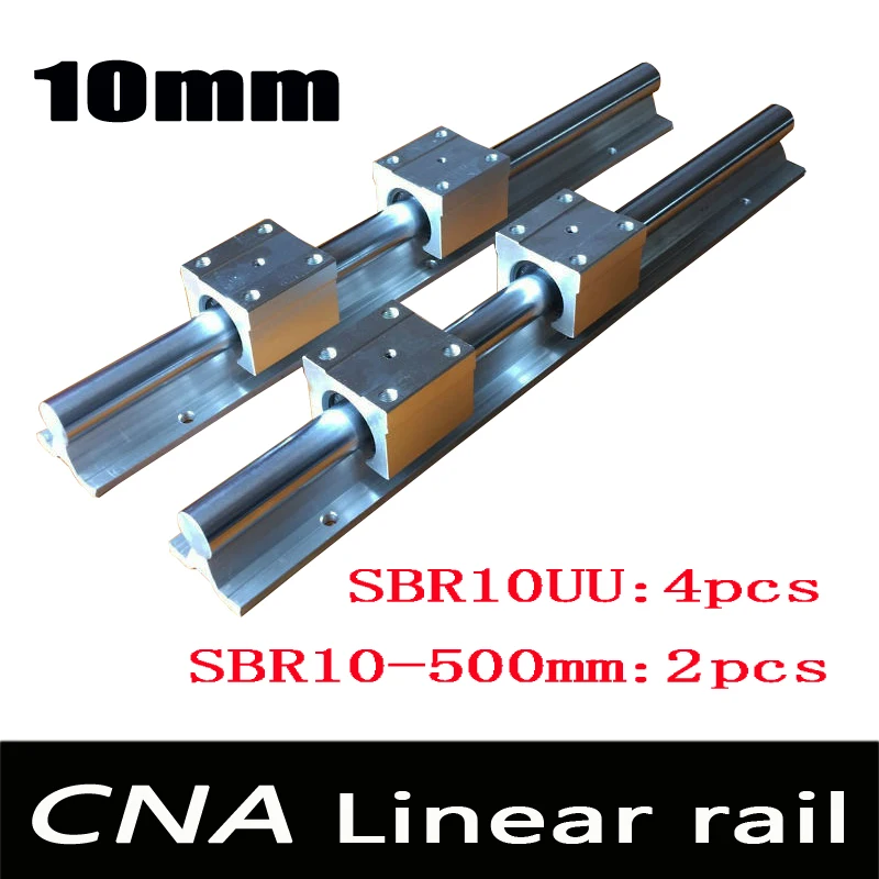 

2pcs SBR10 L 500mm linear rail support with 4pcs SBR10UU linear guide auminum bearing sliding block cnc parts