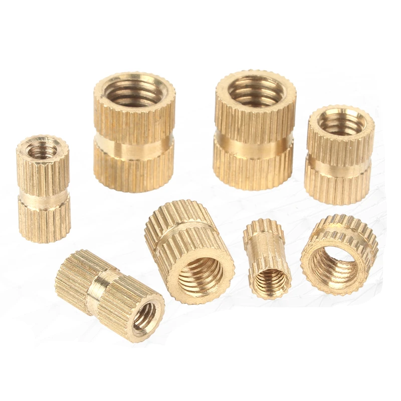 50pcs Brass Insert nut M5 Double Pass Injection Molding brass knurled thread inserts nuts copper nut M5*5/6/8/10mm OD=6.3/7.2mm