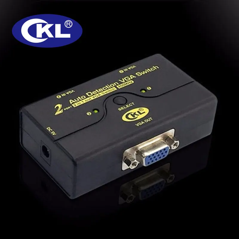 CKL ABS Auto przełącznik VGA 2 w 1 na zewnątrz, 1 Monitor 2 komputery Switcher wsparcia automatyczne wykrywanie 2048*1536 450 MHz zasilany przez port USB CKL-21A