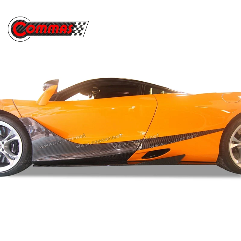

CSSYL Стайлинг автомобиля, боковые юбки из углеродного волокна для Mclaren 720s, комплекты кузова, автоматическая модификация, обновление, украшение на пороги, педаль