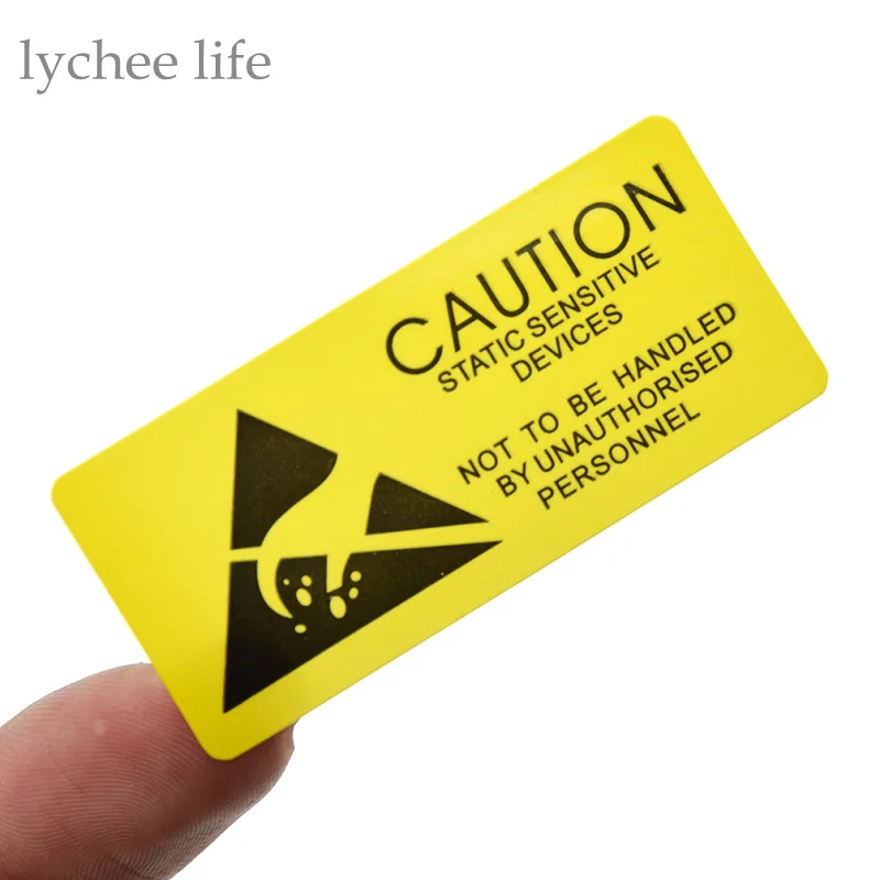 Lychee Life 100pcs Caution Sticky Sticker Adhesive Warning Label Reminder for ESD Static Sensitive Device Electronic Components