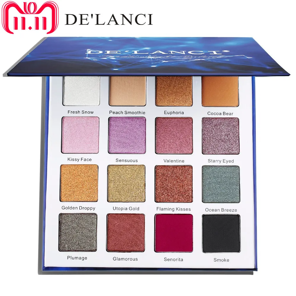 DE\'LANCI Brand Eyeshadow Pallete Duo chrome Matte Shimmer Metallic Pigmented Eye Shadow Palette Waterproof Cosmetics Set