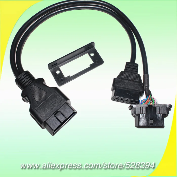 50cm  Snap-in Universal Bracket 16Pin OBD2 Connector Plug Male to Dual Female Y OBDII Splitter Car Diagnostic Extension Cable