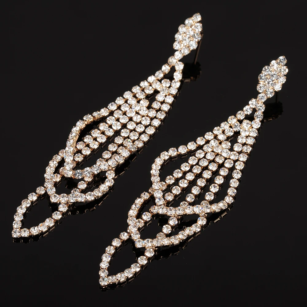 YFJEWE Full Crystal Women Wedding Elegant Party Accessories Long Drop Earrings Jewelry Female Classic Dangle Earrings E469