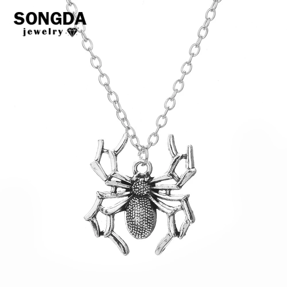 New Arrival Minimalist Spider Pendant Necklace Punk Rock Fashion Chain Necklace Choker Gothic Men Women Jewelry Accessories Gift