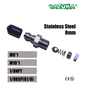 Novo conector de tomada rápida de 8mm, válvula de retenção unidirecional, adaptador de mamilo de enchimento de aço inoxidável m8 * 1 m10 * 1 1/8npt 1/8bspp