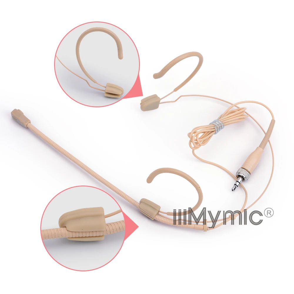 IiiMymic Professional Beige คอนเดนเซอร์ไมโครโฟนสำหรับเครื่องส่งสัญญาณ Sennheiser 3.5มม.แจ็ค Speech Headworn ไมโครโฟน