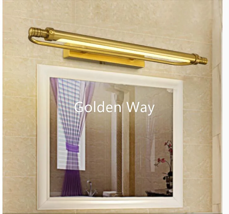 Waterproof Retro Bronze 54cm/66cm Bathroom Mirror Lamp  Cabinet Vanity Mirror Lights 100% Brass Wall Lamp LED Light Wall Lamp