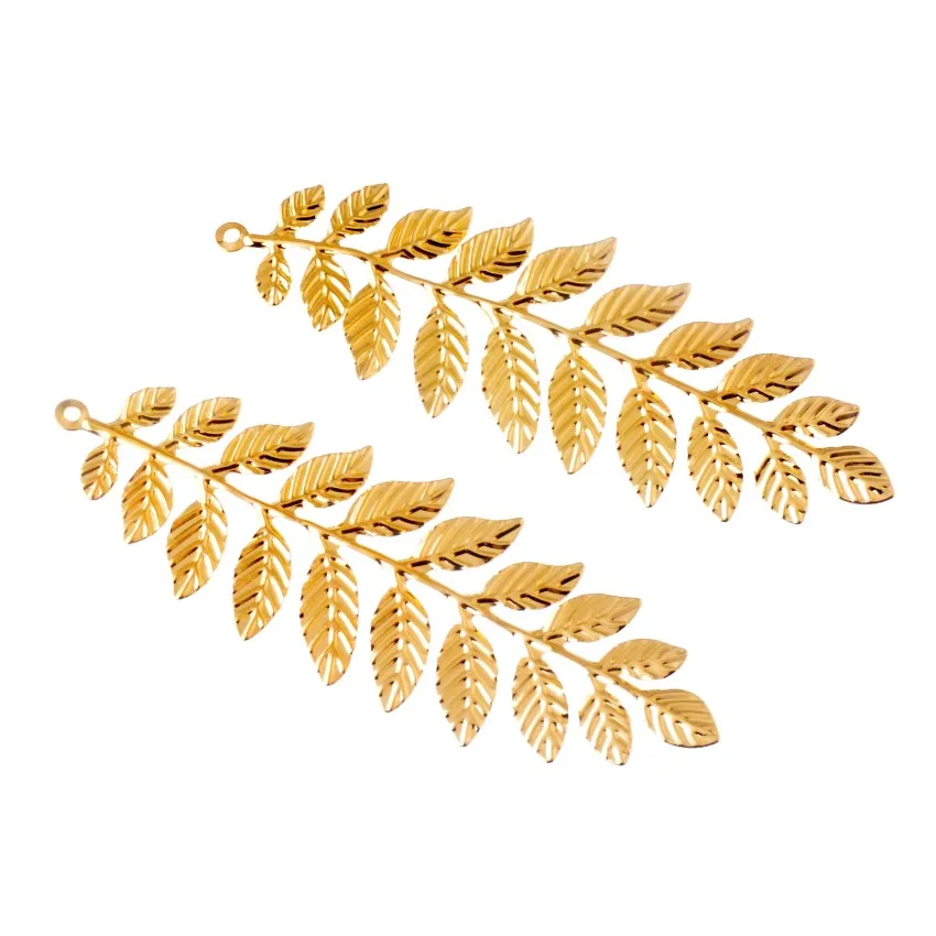 MIAOCHI DIY 10Pcs Bronze/White K/Gold Leaf Filigree Wraps Connectors Metal Crafts Gift Decoration DIY 32*93mm