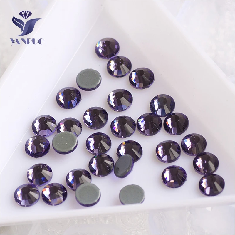 YANRUO 2028HF All Sizes Tanzanite Flatback Iron Crystal Hotfix Adhesive Rhinestones For Decoration Hot Fix Strass