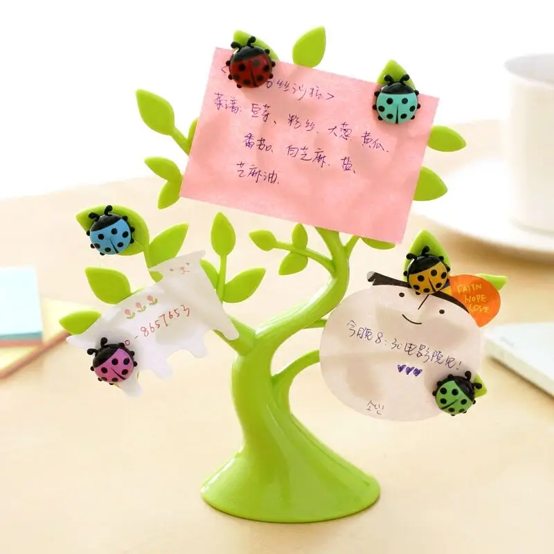 Creative ladybug fridge magnet + 1PCS lucky tree photo clip notes folder microwave refrigerator magnets stickers hoem decor63750