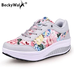 2023 Autumn Women Casual Shoes Fashion Breathable Walking Wedge Shoes Women Sneakers Printed Ladies Shoes Tenis Feminino WSH3302