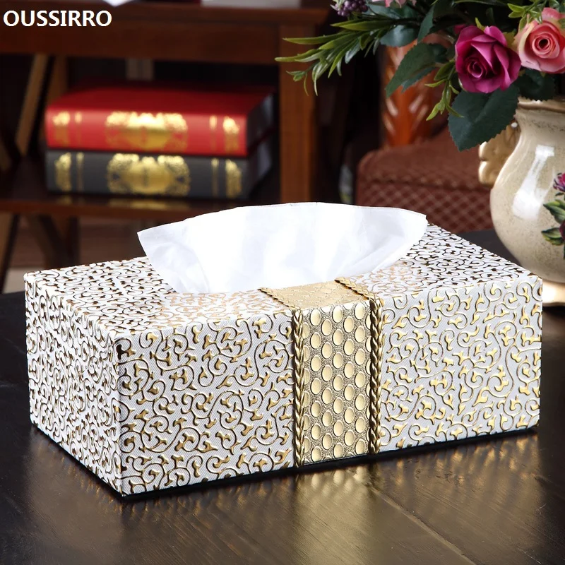 NEW PU Leather Car Home Rectangle Shaped Tissue Box  Fashion Elegant Household living Room Desktop Towel Napkin Tissue Holder