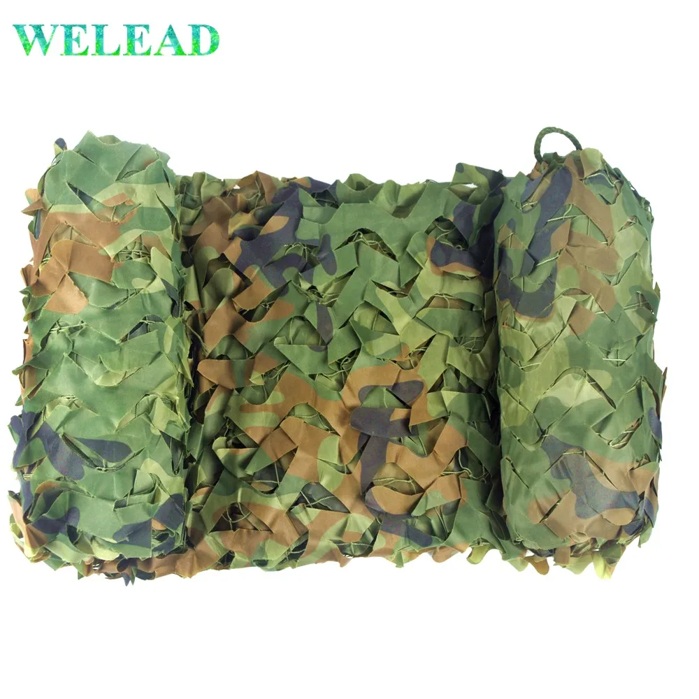 Welead Woodland Reinforced  Camouflage Nets Hiding Mesh for Hunting Outdoor Awning Garden Shade 3x4 3x5 Concealment Mesh