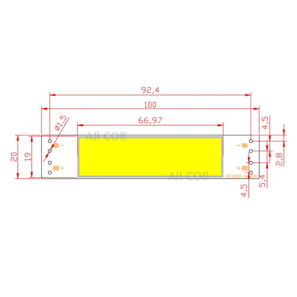 10PCS allcob 100mm 20mm 3W 9V DC LED COB module Bar Light Source Lamp chip on board White Warm White LED FLIP Chip Bulb DIY lamp