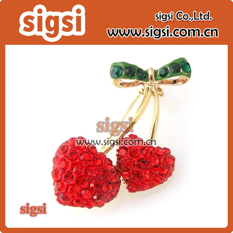 

rhinestone strawberries brooch